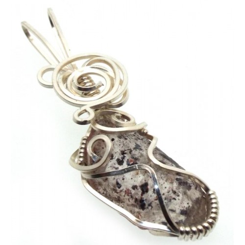 Cacoxenite Silver Plated Wire Wrapped Pendant 02