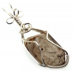 Cacoxenite Silver Plated Wire Wrapped Pendant 03