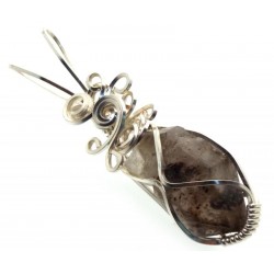 Cacoxenite Silver Plated Wire Wrapped Pendant 04