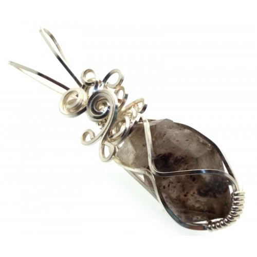 Cacoxenite Silver Plated Wire Wrapped Pendant 04