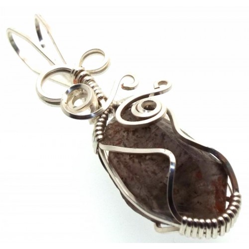 Cacoxenite Silver Plated Wire Wrapped Pendant 08