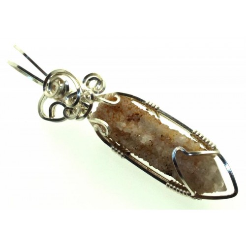 Cactus Quartz Silver Filled Wire Wrapped Pendant 08