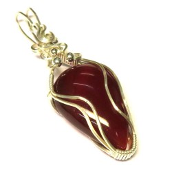 Carnelian Gemstone Sterling Silver Wire Wrapped Pendant 02