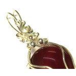 Carnelian Gemstone Sterling Silver Wire Wrapped Pendant 02