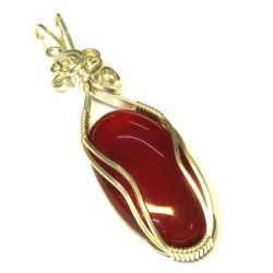 Carnelian Gemstone Sterling Silver Wire Wrapped Pendant 03