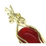 Carnelian Gemstone Sterling Silver Wire Wrapped Pendant 03