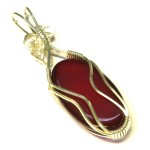 Carnelian Gemstone Sterling Silver Wire Wrapped Pendant 03