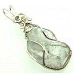 Celestite Gemstone Sterling Silver Wire Wrapped Pendant 01