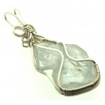 Celestite Gemstone Sterling Silver Wire Wrapped Pendant 01