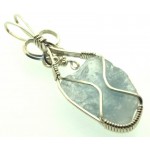 Celestite Gemstone Sterling Silver Wire Wrapped Pendant 03