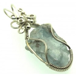 Celestite Gemstone Sterling Silver Wire Wrapped Pendant 04