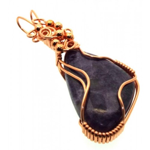 Charoite Gemstone Copper Wire Wrapped Pendant 03