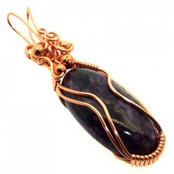 Charoite Gemstone Copper Wire Wrapped Pendant 05