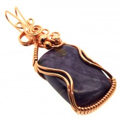 Charoite Gemstone Copper Wire Wrapped Pendant 06