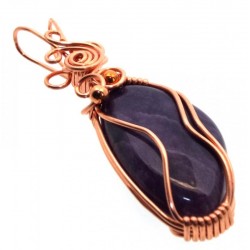 Charoite Gemstone Copper Wire Wrapped Pendant 08