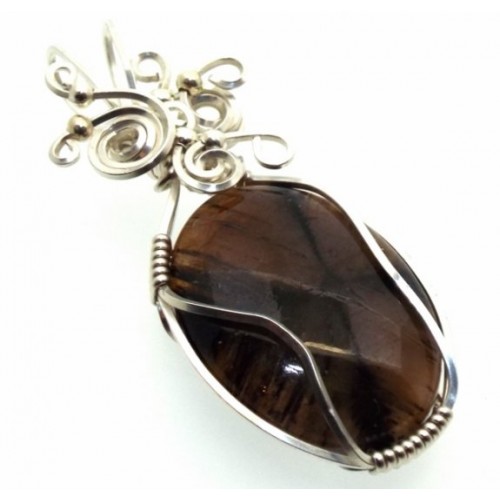Chiastolite Cross Silver Filled Wrapped Pendant 03
