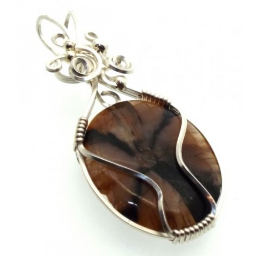 Chiastolite Cross Silver Filled Wrapped Pendant 05