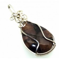 Chiastolite Cross Silver Filled Wrapped Pendant 08