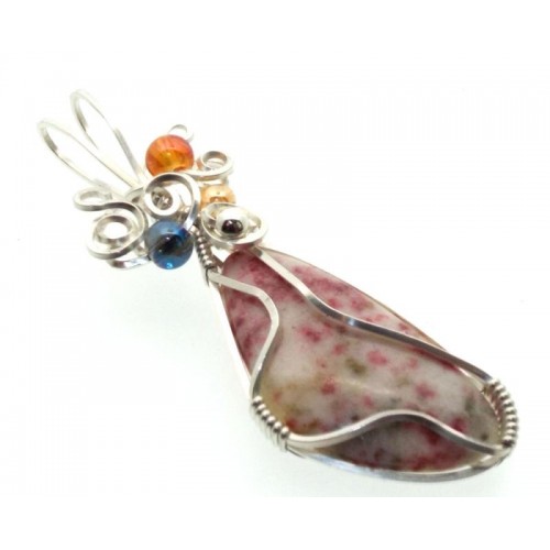 Cinnabar in Quartz Silver Plated Wire Wrapped Pendant 03