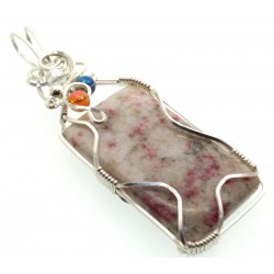 Cinnabar in Quartz Silver Plated Wire Wrapped Pendant 04