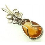 Brazilian Citrine Sterling Silver Wire Wrapped Pendant 01