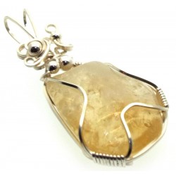 Citrine Silver Plated Wire Wrapped Pendant 07