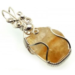 Citrine Silver Plated Wire Wrapped Pendant 08