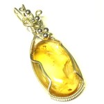 Citrine Sterling Silver Wire Wrapped Pendant 09