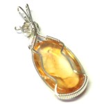 Citrine Sterling Silver Wire Wrapped Pendant 09