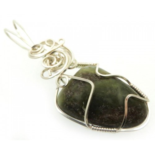 Connemara Marble Silver Plated Wire Wrapped Pendant 01
