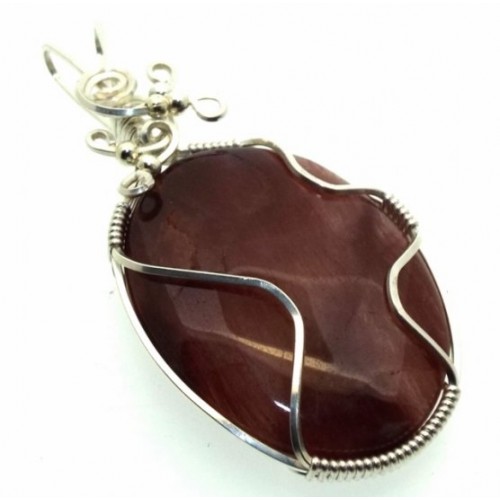 Copper Rutilated Quartz Sterling Silver Wire Wrapped Pendant 01