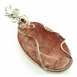 Copper Rutilated Quartz Sterling Silver Wire Wrapped Pendant 02