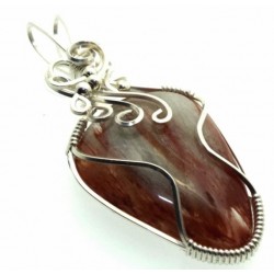 Copper Rutilated Quartz Sterling Silver Wire Wrapped Pendant 03