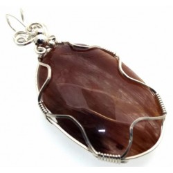 Copper Rutilated Quartz Sterling Silver Wire Wrapped Pendant 07