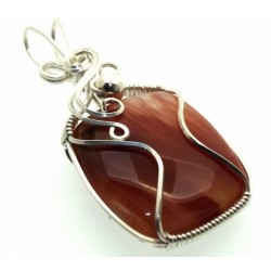 Copper Rutilated Quartz Sterling Silver Wire Wrapped Pendant 08