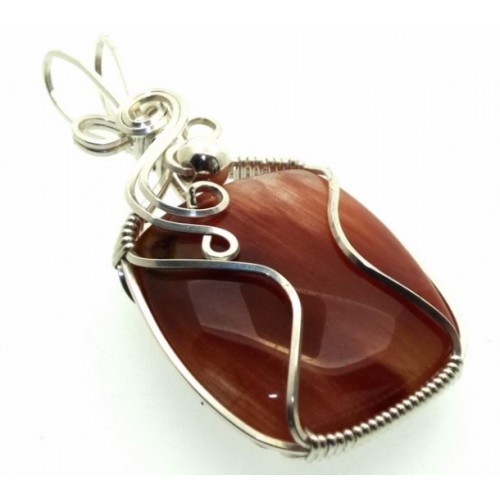 Copper Rutilated Quartz Sterling Silver Wire Wrapped Pendant 08