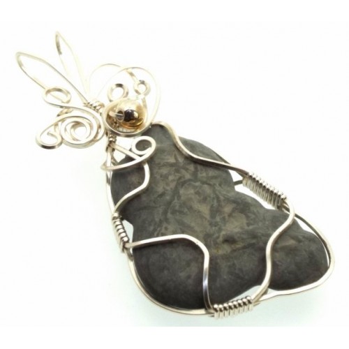 Harricana Fairy Stone Silver Plated Wire Wrapped Pendant 03