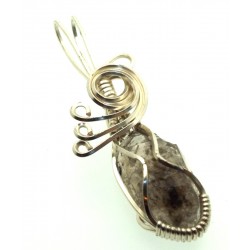 Herkimer Diamond Gemstone Silver Plated Wire Wrapped Pendant 07