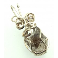Herkimer Diamond Gemstone Silver Plated Wire Wrapped Pendant 11