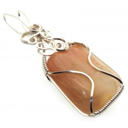 Indian Moonstone Gemstone Silver Plated Wrapped Pendant 01
