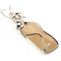 Indian Moonstone Gemstone Silver Plated Wrapped Pendant 02