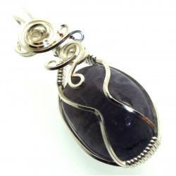Iolite Gemstone Silver Plated Wire Wrapped Pendant 18