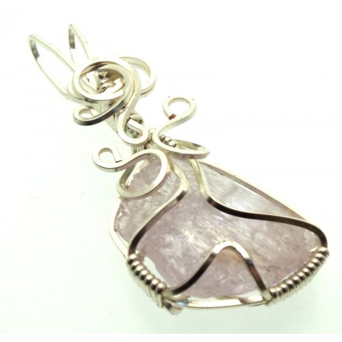 Kunzite Gemstone Silver Filled Wire Wrapped Pendant 03