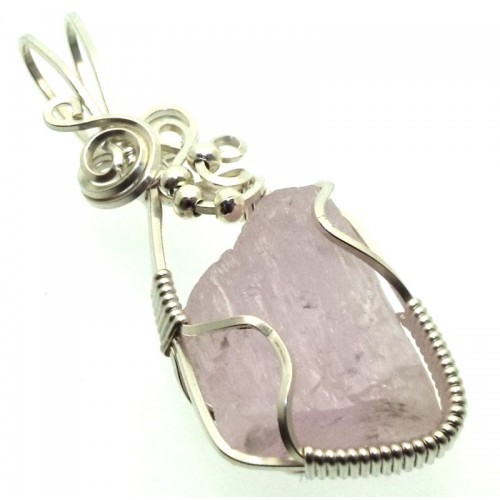 Kunzite Gemstone Silver Filled Wire Wrapped Pendant 05