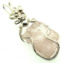 Kunzite Gemstone Silver Filled Wire Wrapped Pendant 06