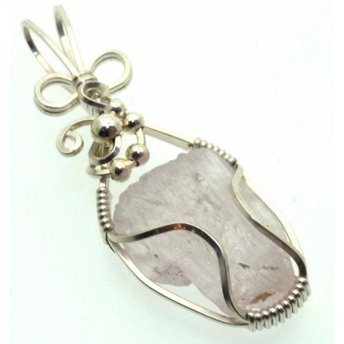 Kunzite Gemstone Silver Filled Wire Wrapped Pendant 09