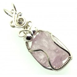 Kunzite Gemstone Silver Filled Wire Wrapped Pendant 10