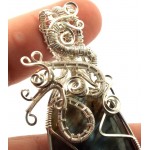 Labradorite Gemstone Silver Plated Wire Weave Pendant 22