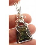 Labradorite Gemstone Silver Filled Wire Wrapped Pendant 08