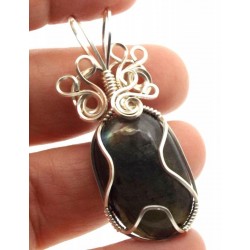 Labradorite Gemstone Silver Filled Wire Wrapped Pendant 16